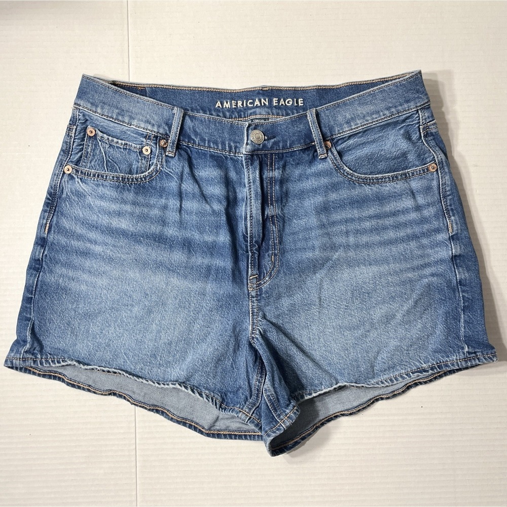 American Eagle Relaxed Shorts Women's 12 Blue Stretch Loose Coastal Western